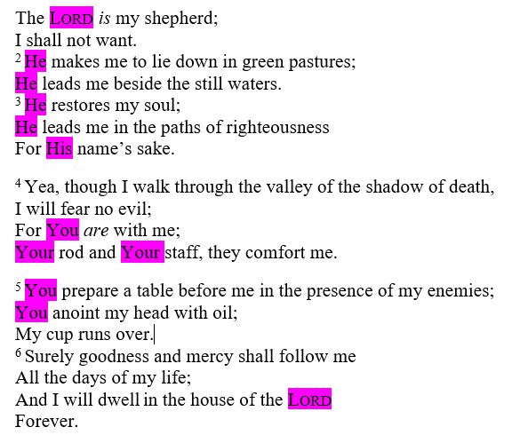 psalm 23 highlighted